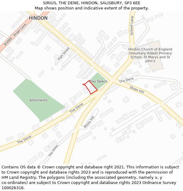 SIRIUS, THE DENE, HINDON, SALISBURY, SP3 6EE: Location map and indicative extent of plot