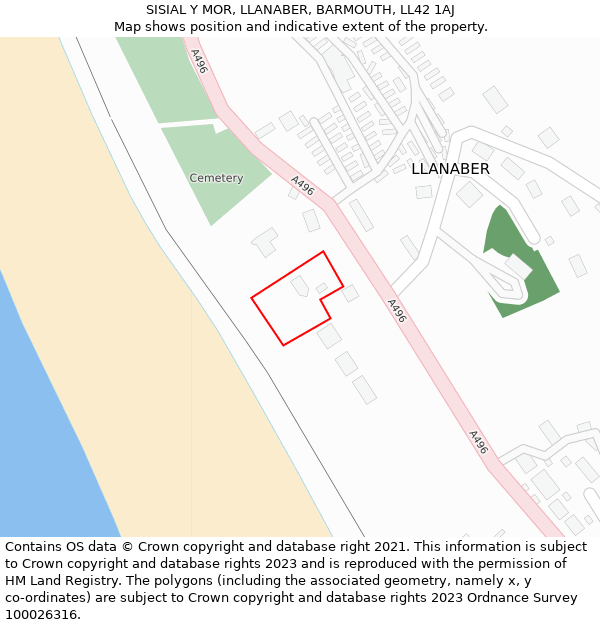 SISIAL Y MOR, LLANABER, BARMOUTH, LL42 1AJ: Location map and indicative extent of plot