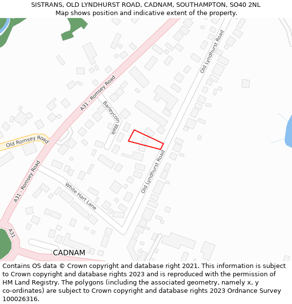 SISTRANS, OLD LYNDHURST ROAD, CADNAM, SOUTHAMPTON, SO40 2NL: Location map and indicative extent of plot