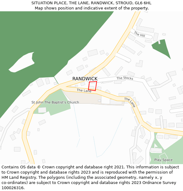 SITUATION PLACE, THE LANE, RANDWICK, STROUD, GL6 6HL: Location map and indicative extent of plot