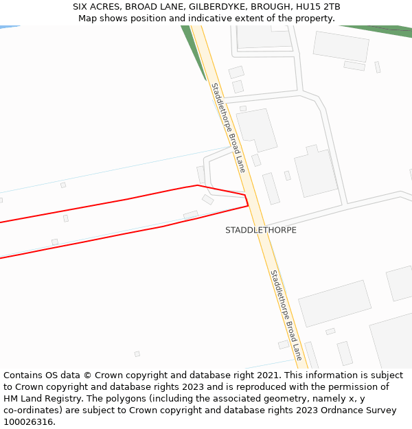 SIX ACRES, BROAD LANE, GILBERDYKE, BROUGH, HU15 2TB: Location map and indicative extent of plot