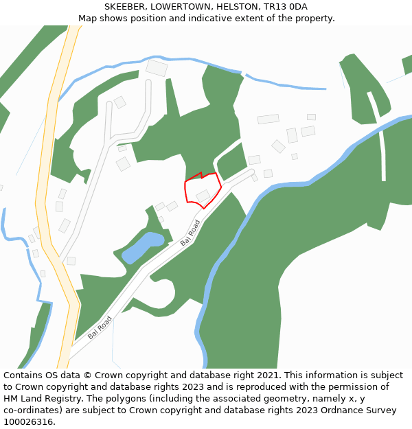 SKEEBER, LOWERTOWN, HELSTON, TR13 0DA: Location map and indicative extent of plot