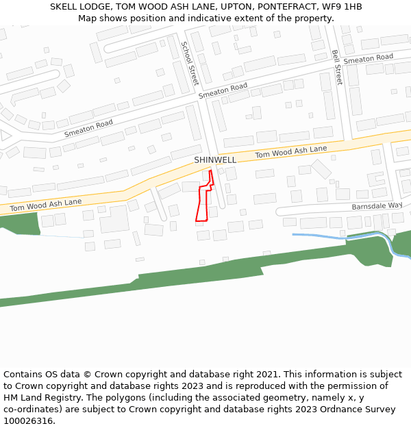 SKELL LODGE, TOM WOOD ASH LANE, UPTON, PONTEFRACT, WF9 1HB: Location map and indicative extent of plot