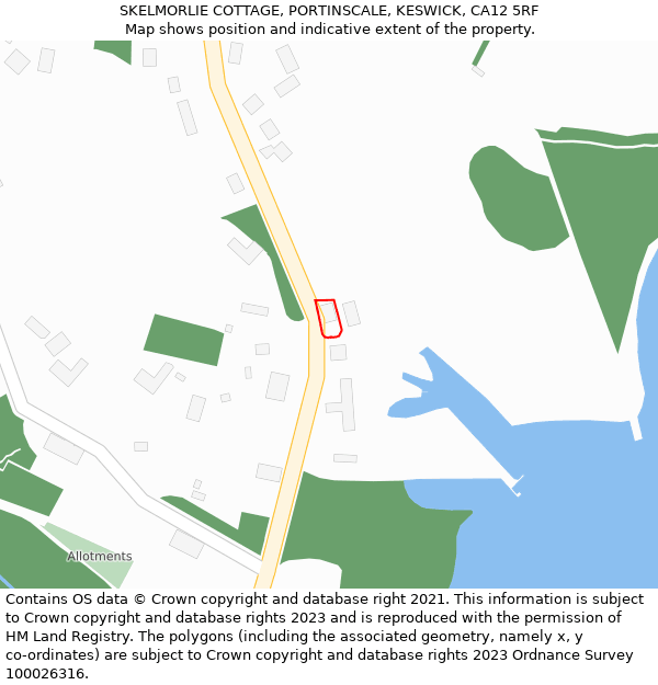 SKELMORLIE COTTAGE, PORTINSCALE, KESWICK, CA12 5RF: Location map and indicative extent of plot