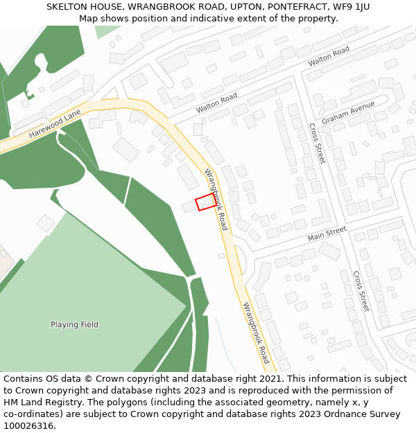 SKELTON HOUSE, WRANGBROOK ROAD, UPTON, PONTEFRACT, WF9 1JU: Location map and indicative extent of plot