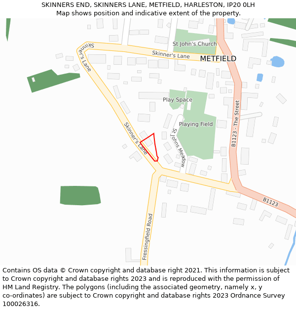 SKINNERS END, SKINNERS LANE, METFIELD, HARLESTON, IP20 0LH: Location map and indicative extent of plot