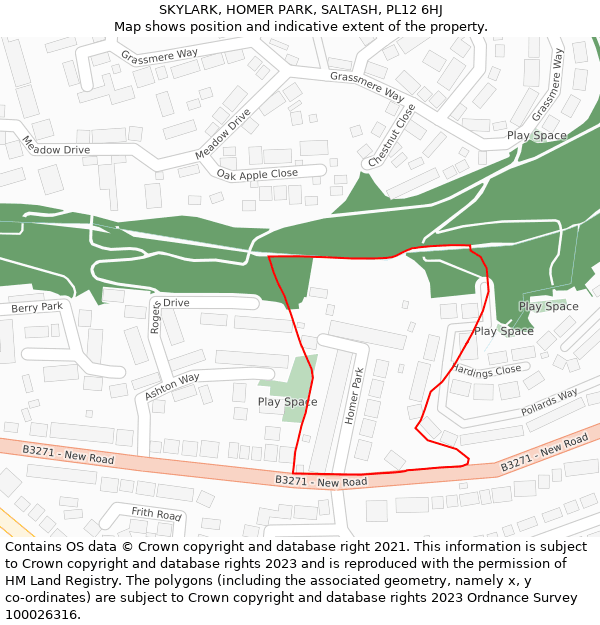 SKYLARK, HOMER PARK, SALTASH, PL12 6HJ: Location map and indicative extent of plot