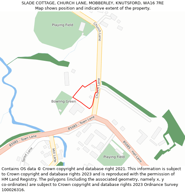 SLADE COTTAGE, CHURCH LANE, MOBBERLEY, KNUTSFORD, WA16 7RE: Location map and indicative extent of plot