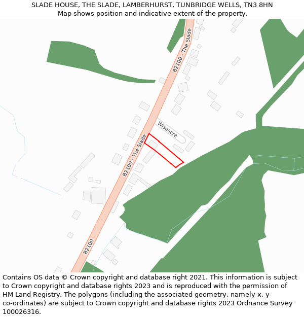 SLADE HOUSE, THE SLADE, LAMBERHURST, TUNBRIDGE WELLS, TN3 8HN: Location map and indicative extent of plot