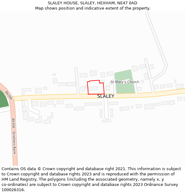 SLALEY HOUSE, SLALEY, HEXHAM, NE47 0AD: Location map and indicative extent of plot