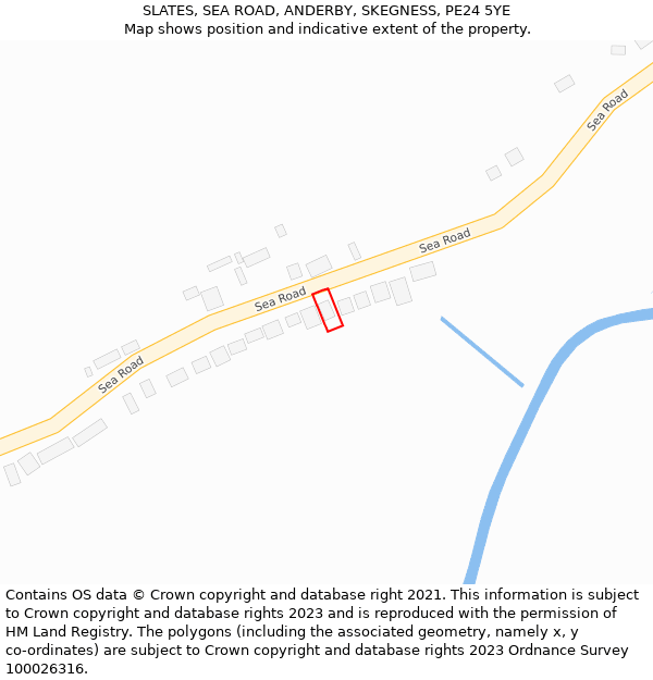 SLATES, SEA ROAD, ANDERBY, SKEGNESS, PE24 5YE: Location map and indicative extent of plot