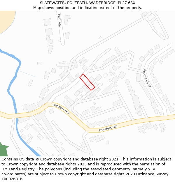 SLATEWATER, POLZEATH, WADEBRIDGE, PL27 6SX: Location map and indicative extent of plot