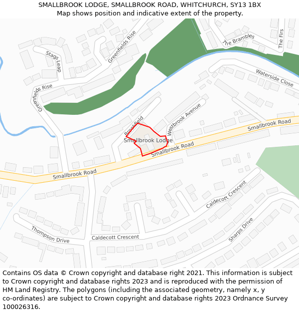 SMALLBROOK LODGE, SMALLBROOK ROAD, WHITCHURCH, SY13 1BX: Location map and indicative extent of plot