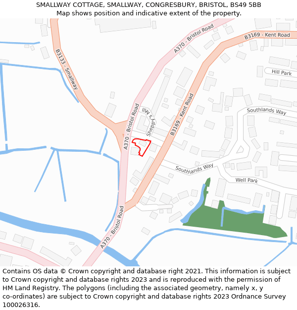 SMALLWAY COTTAGE, SMALLWAY, CONGRESBURY, BRISTOL, BS49 5BB: Location map and indicative extent of plot