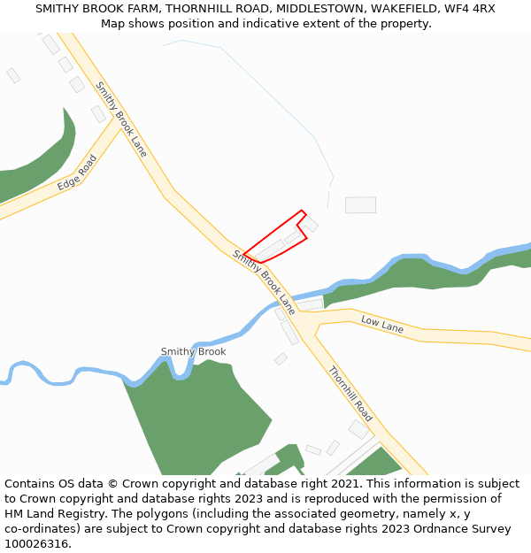 SMITHY BROOK FARM, THORNHILL ROAD, MIDDLESTOWN, WAKEFIELD, WF4 4RX: Location map and indicative extent of plot
