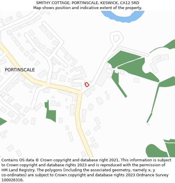 SMITHY COTTAGE, PORTINSCALE, KESWICK, CA12 5RD: Location map and indicative extent of plot