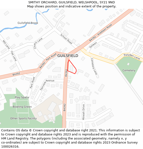 SMITHY ORCHARD, GUILSFIELD, WELSHPOOL, SY21 9ND: Location map and indicative extent of plot