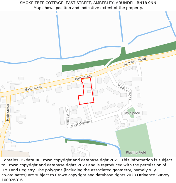 SMOKE TREE COTTAGE, EAST STREET, AMBERLEY, ARUNDEL, BN18 9NN: Location map and indicative extent of plot