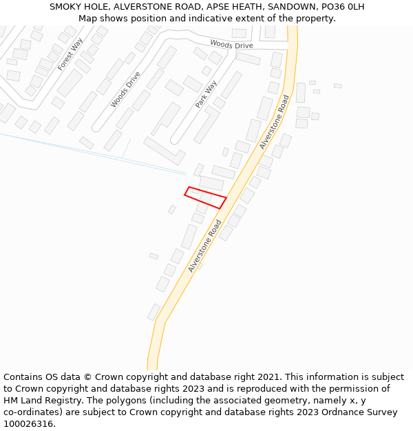 SMOKY HOLE, ALVERSTONE ROAD, APSE HEATH, SANDOWN, PO36 0LH: Location map and indicative extent of plot