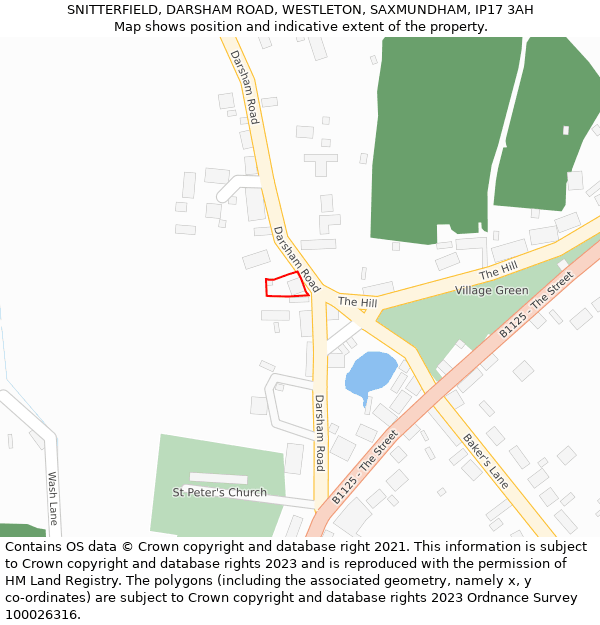 SNITTERFIELD, DARSHAM ROAD, WESTLETON, SAXMUNDHAM, IP17 3AH: Location map and indicative extent of plot
