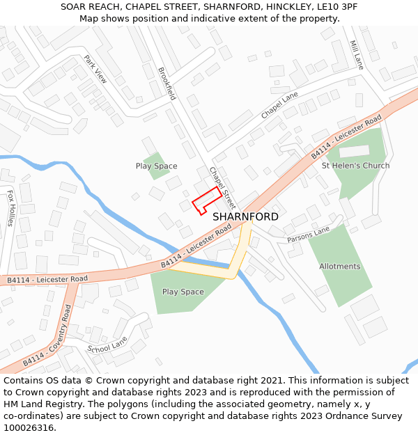 SOAR REACH, CHAPEL STREET, SHARNFORD, HINCKLEY, LE10 3PF: Location map and indicative extent of plot