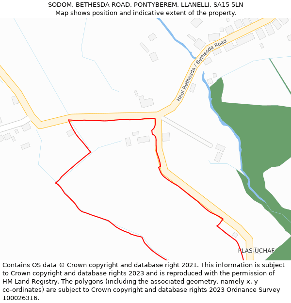 SODOM, BETHESDA ROAD, PONTYBEREM, LLANELLI, SA15 5LN: Location map and indicative extent of plot