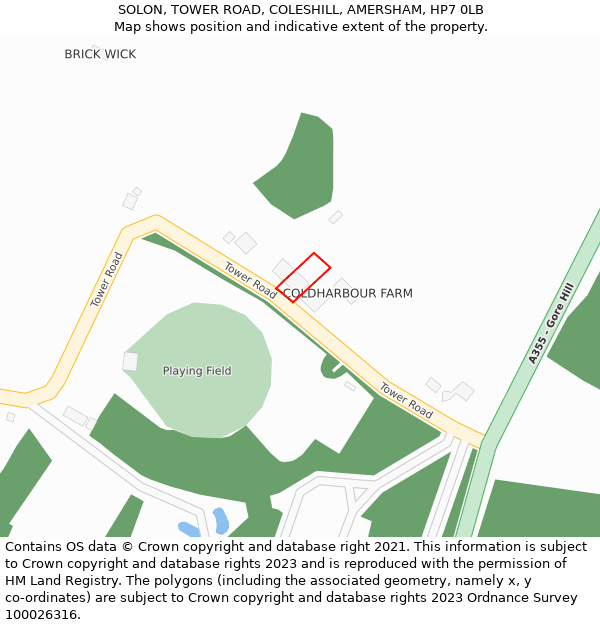 SOLON, TOWER ROAD, COLESHILL, AMERSHAM, HP7 0LB: Location map and indicative extent of plot