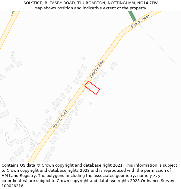 SOLSTICE, BLEASBY ROAD, THURGARTON, NOTTINGHAM, NG14 7FW: Location map and indicative extent of plot