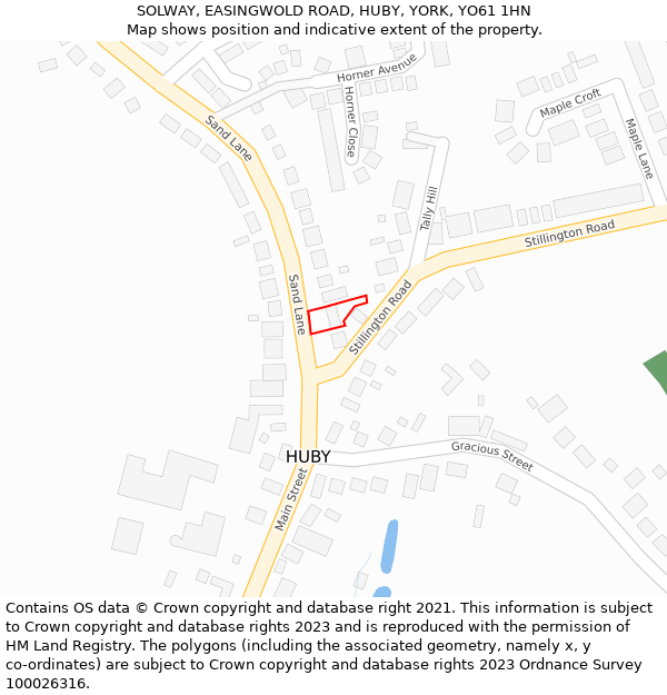 SOLWAY, EASINGWOLD ROAD, HUBY, YORK, YO61 1HN: Location map and indicative extent of plot