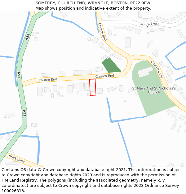 SOMERBY, CHURCH END, WRANGLE, BOSTON, PE22 9EW: Location map and indicative extent of plot