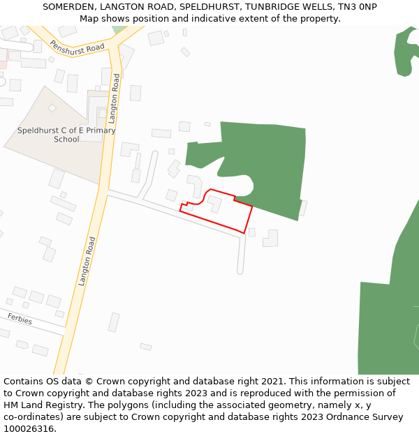 SOMERDEN, LANGTON ROAD, SPELDHURST, TUNBRIDGE WELLS, TN3 0NP: Location map and indicative extent of plot