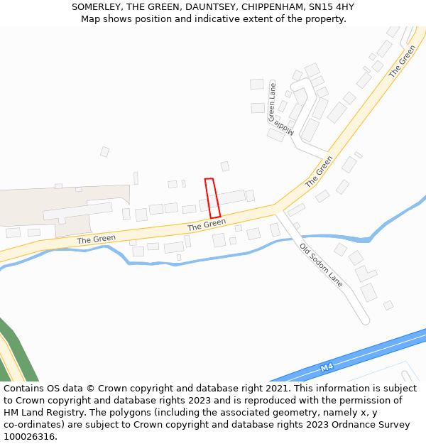 SOMERLEY, THE GREEN, DAUNTSEY, CHIPPENHAM, SN15 4HY: Location map and indicative extent of plot