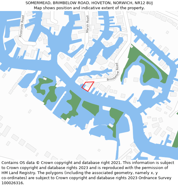 SOMERMEAD, BRIMBELOW ROAD, HOVETON, NORWICH, NR12 8UJ: Location map and indicative extent of plot