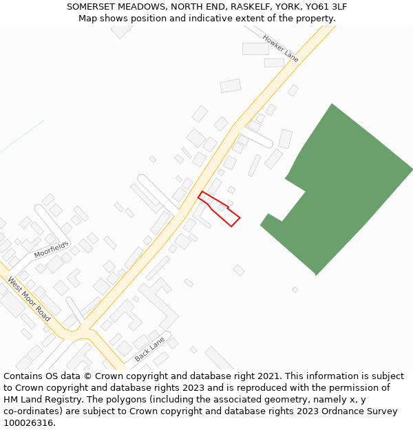 SOMERSET MEADOWS, NORTH END, RASKELF, YORK, YO61 3LF: Location map and indicative extent of plot