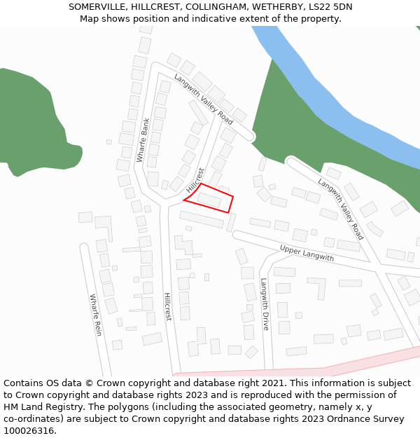 SOMERVILLE, HILLCREST, COLLINGHAM, WETHERBY, LS22 5DN: Location map and indicative extent of plot