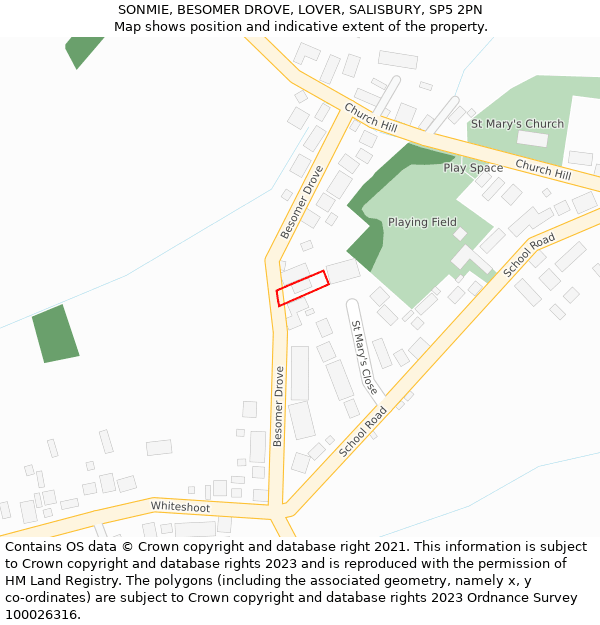 SONMIE, BESOMER DROVE, LOVER, SALISBURY, SP5 2PN: Location map and indicative extent of plot