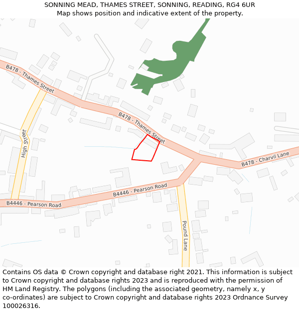SONNING MEAD, THAMES STREET, SONNING, READING, RG4 6UR: Location map and indicative extent of plot