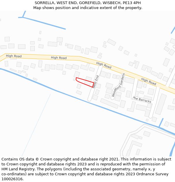 SORRELLA, WEST END, GOREFIELD, WISBECH, PE13 4PH: Location map and indicative extent of plot