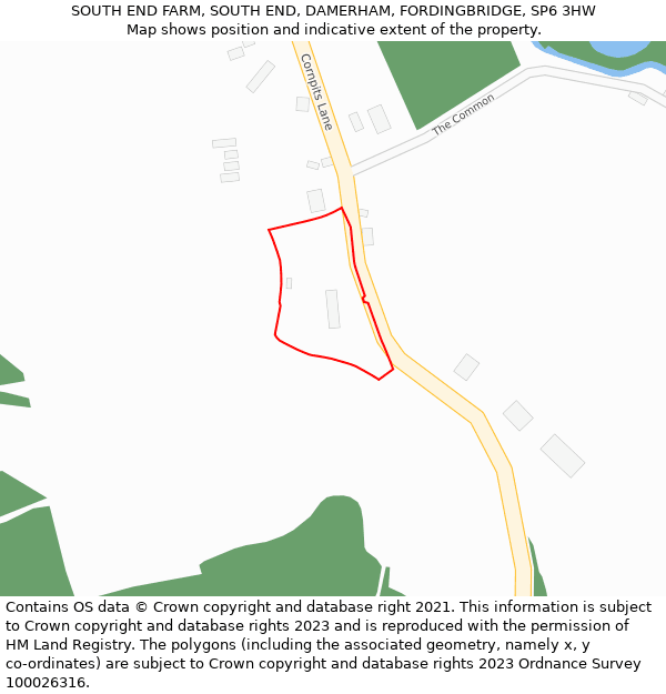 SOUTH END FARM, SOUTH END, DAMERHAM, FORDINGBRIDGE, SP6 3HW: Location map and indicative extent of plot