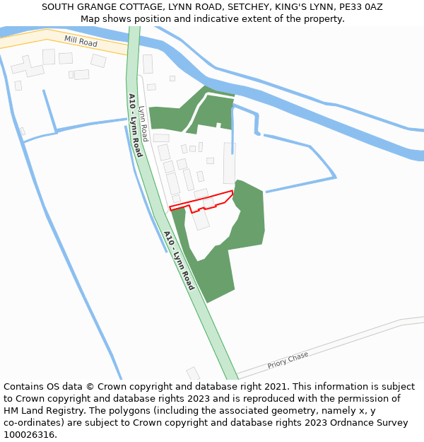 SOUTH GRANGE COTTAGE, LYNN ROAD, SETCHEY, KING'S LYNN, PE33 0AZ: Location map and indicative extent of plot