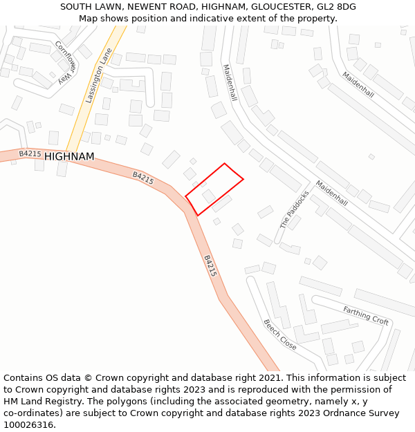 SOUTH LAWN, NEWENT ROAD, HIGHNAM, GLOUCESTER, GL2 8DG: Location map and indicative extent of plot