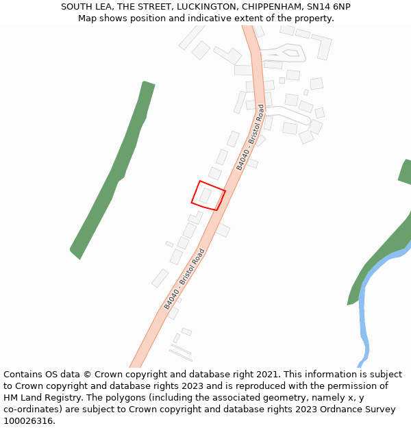 SOUTH LEA, THE STREET, LUCKINGTON, CHIPPENHAM, SN14 6NP: Location map and indicative extent of plot