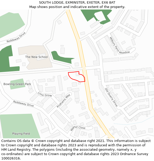 SOUTH LODGE, EXMINSTER, EXETER, EX6 8AT: Location map and indicative extent of plot