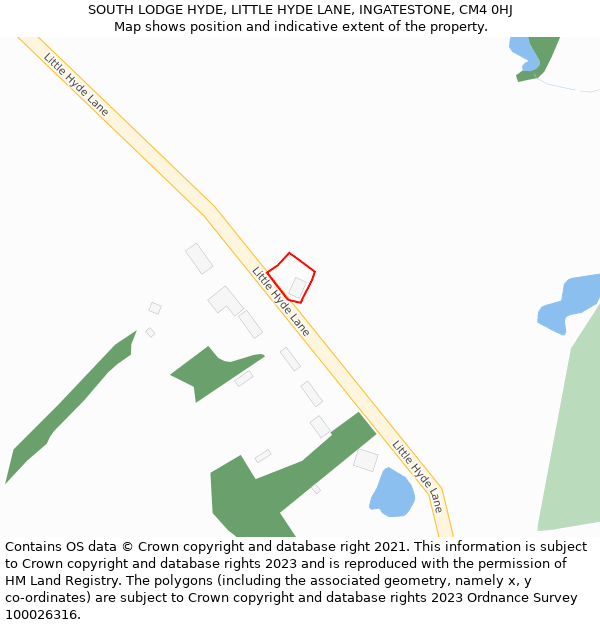 SOUTH LODGE HYDE, LITTLE HYDE LANE, INGATESTONE, CM4 0HJ: Location map and indicative extent of plot