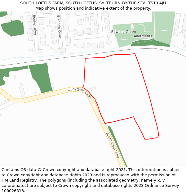 SOUTH LOFTUS FARM, SOUTH LOFTUS, SALTBURN-BY-THE-SEA, TS13 4JU: Location map and indicative extent of plot