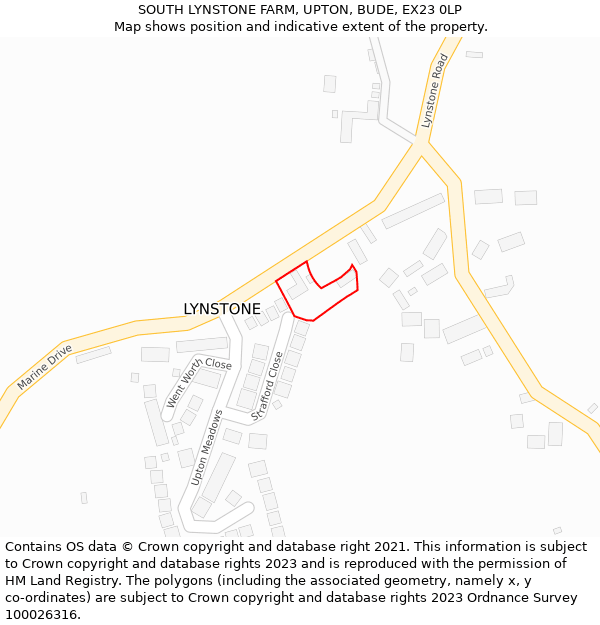 SOUTH LYNSTONE FARM, UPTON, BUDE, EX23 0LP: Location map and indicative extent of plot