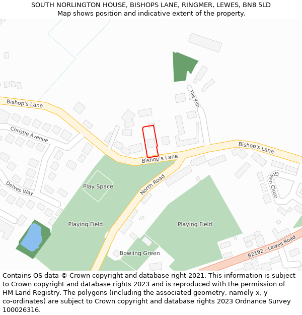 SOUTH NORLINGTON HOUSE, BISHOPS LANE, RINGMER, LEWES, BN8 5LD: Location map and indicative extent of plot