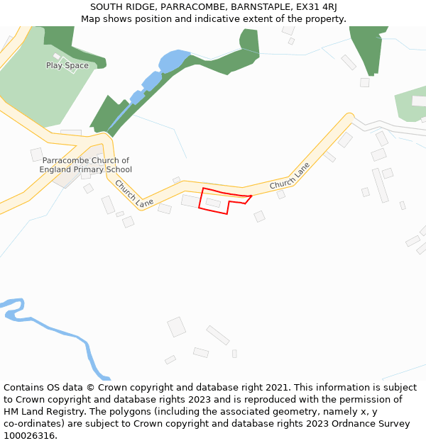 SOUTH RIDGE, PARRACOMBE, BARNSTAPLE, EX31 4RJ: Location map and indicative extent of plot