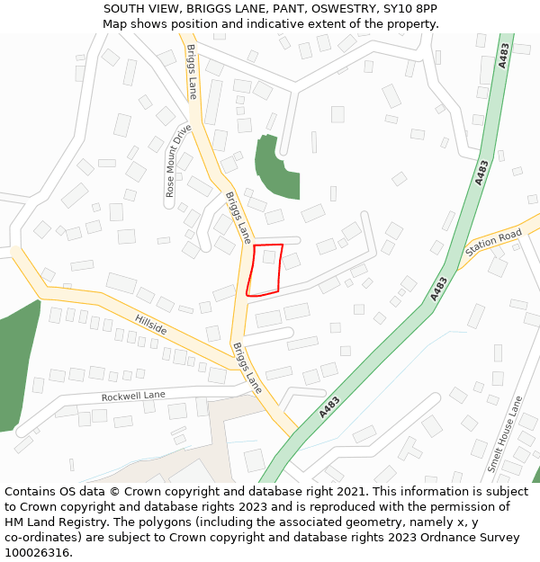 SOUTH VIEW, BRIGGS LANE, PANT, OSWESTRY, SY10 8PP: Location map and indicative extent of plot