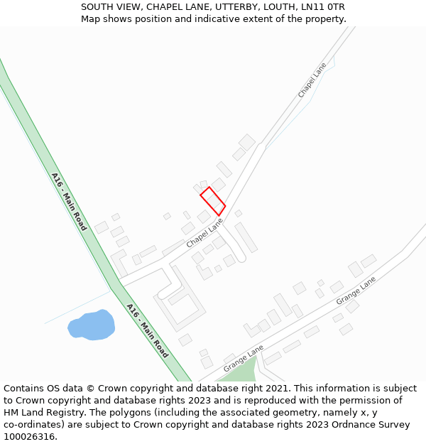 SOUTH VIEW, CHAPEL LANE, UTTERBY, LOUTH, LN11 0TR: Location map and indicative extent of plot